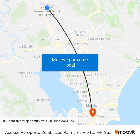 Acesso Aeroporto Zumbi Dos Palmares Rio Largo - Alagoas Brasil to Seune map