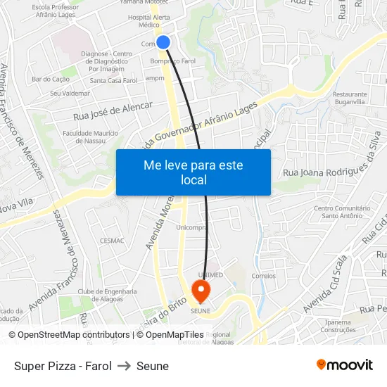Super Pizza - Farol to Seune map
