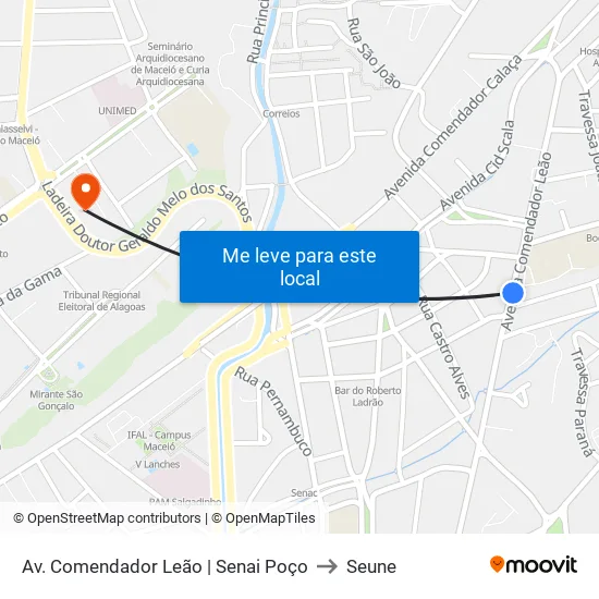 Av. Comendador Leão | Senai Poço to Seune map