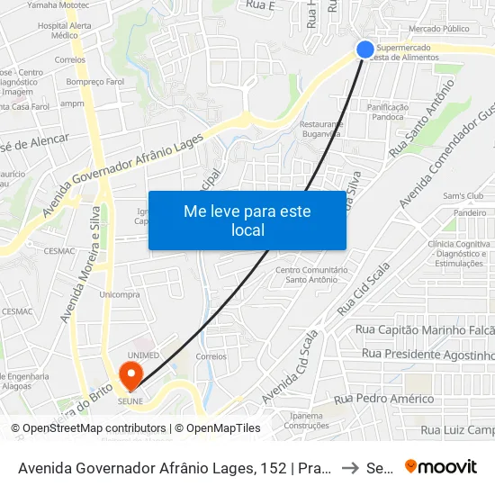 Avenida Governador Afrânio Lages, 152 | Praça Da Macaxeira to Seune map