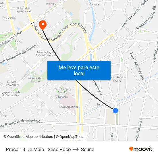 Praça 13 De Maio | Sesc Poço to Seune map