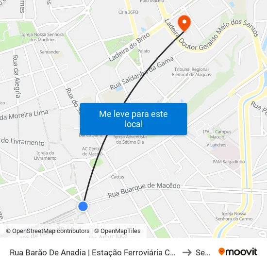 Rua Barão De Anadia | Estação Ferroviária Central Cbtu to Seune map