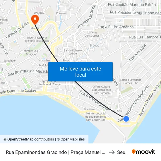 Rua Epaminondas Gracindo | Praça Manuel Duarte to Seune map