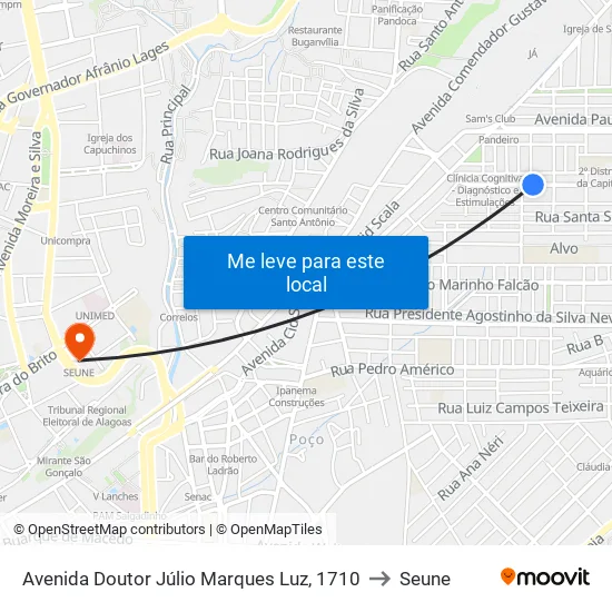 Avenida Doutor Júlio Marques Luz, 1710 to Seune map