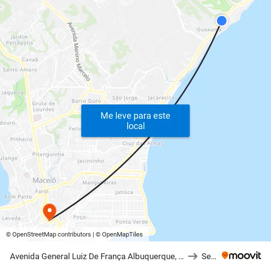 Avenida General Luiz De França Albuquerque, 160 | Sesc Guaxuma to Seune map