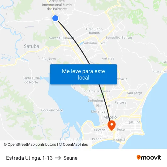 Estrada Utinga, 1-13 to Seune map