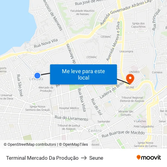 Terminal Mercado Da Produção to Seune map