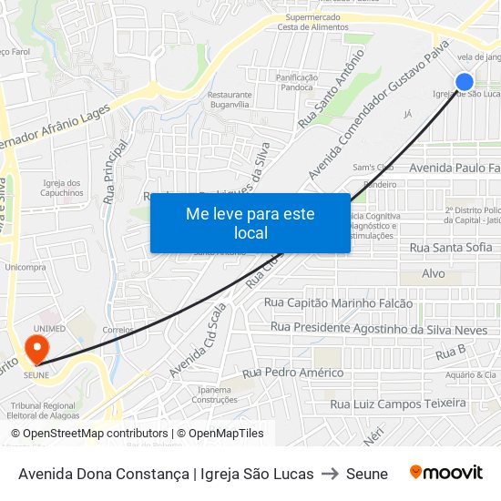 Avenida Dona Constança | Igreja São Lucas to Seune map