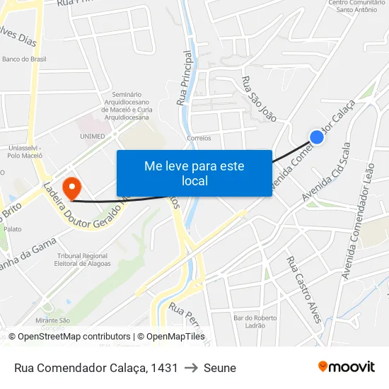 Rua Comendador Calaça, 1431 to Seune map