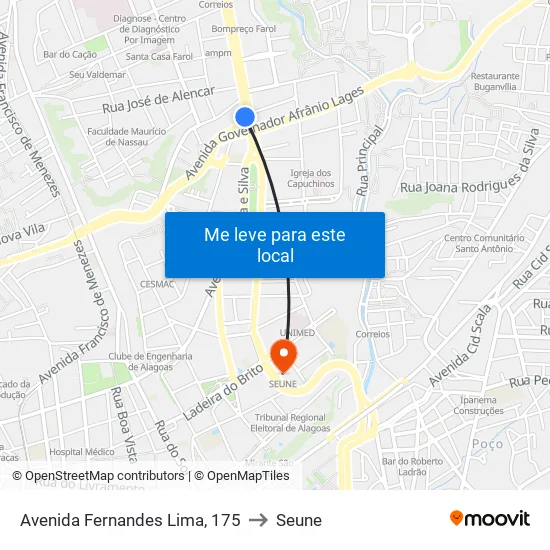 Avenida Fernandes Lima, 175 to Seune map