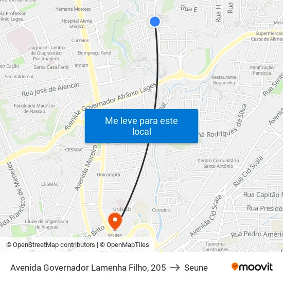 Avenida Governador Lamenha Filho, 205 to Seune map