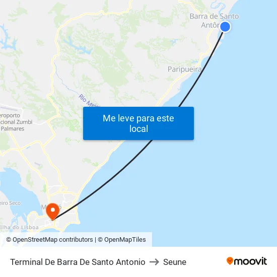 Terminal De Barra De Santo Antonio to Seune map