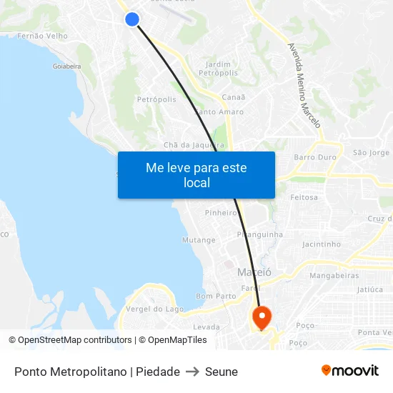 Ponto Metropolitano | Piedade to Seune map