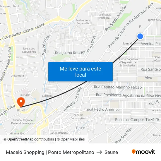 Maceió Shopping | Ponto Metropolitano to Seune map