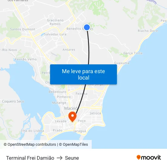 Terminal Frei Damião to Seune map