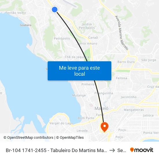 Br-104 1741-2455 - Tabuleiro Do Martins Maceió - Al Brasil to Seune map