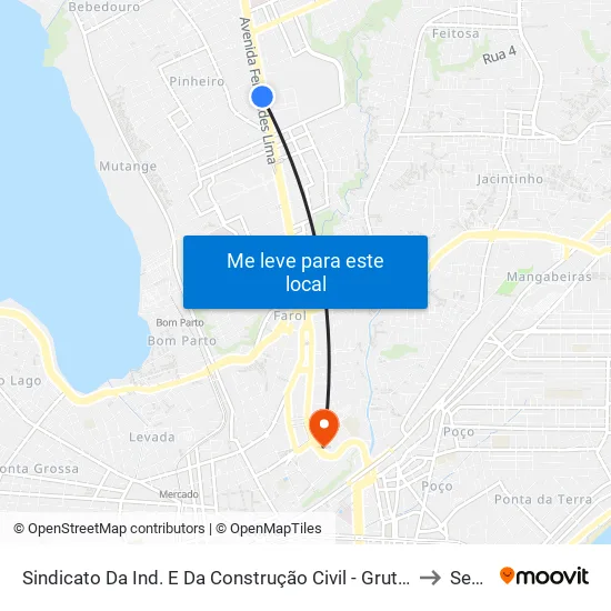 Sindicato Da Ind. E Da Construção Civil - Gruta De Lourdes to Seune map