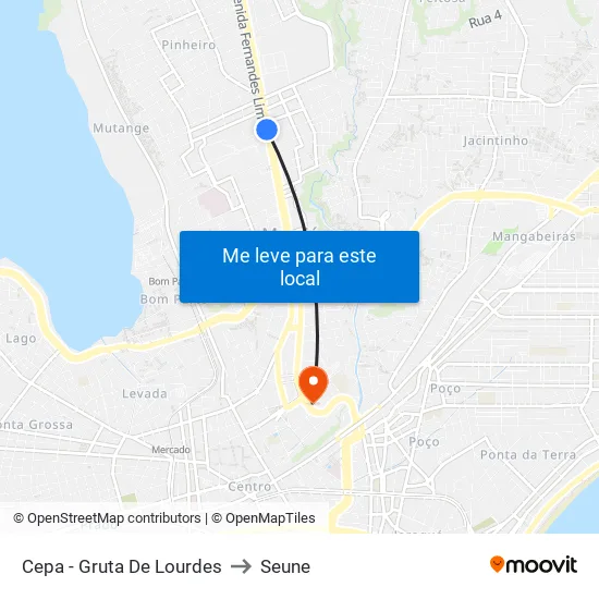 Cepa - Gruta De Lourdes to Seune map