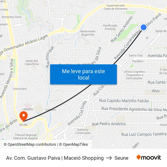 Av. Com. Gustavo Paiva | Maceió Shopping to Seune map