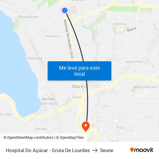 Hospital Do Açúcar - Gruta De Lourdes to Seune map