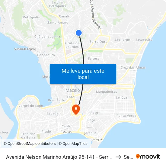 Avenida Nelson Marinho Araújo 95-141 - Serraria Maceió - Al Brasil to Seune map