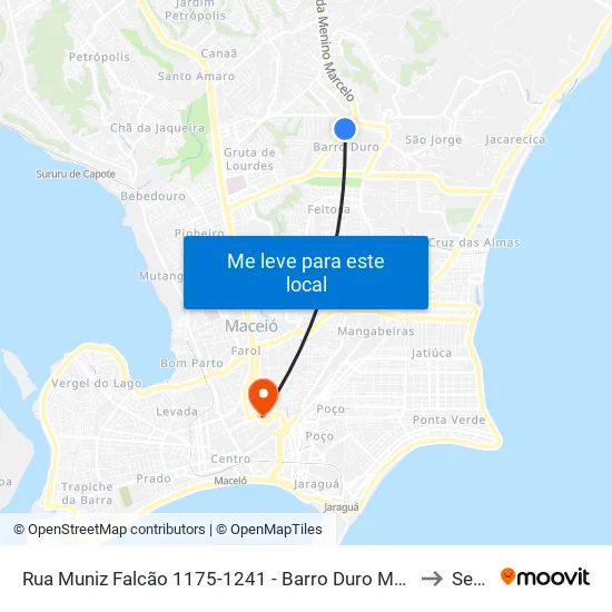 Rua Muniz Falcão 1175-1241 - Barro Duro Maceió - Al Brasil to Seune map