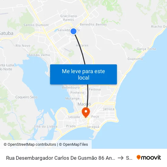 Rua Desembargador Carlos De Gusmão 86 Antares Maceió - Alagoas 57085 Brasil to Seune map