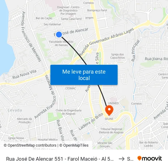 Rua José De Alencar 551 - Farol Maceió - Al 57051-565 República Federativa Do Brasil to Seune map
