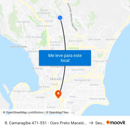 R. Camaragibe 471-551 - Ouro Preto Maceió - Al Brasil to Seune map
