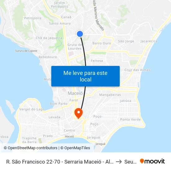 R. São Francisco 22-70 - Serraria Maceió - Al Brasil to Seune map