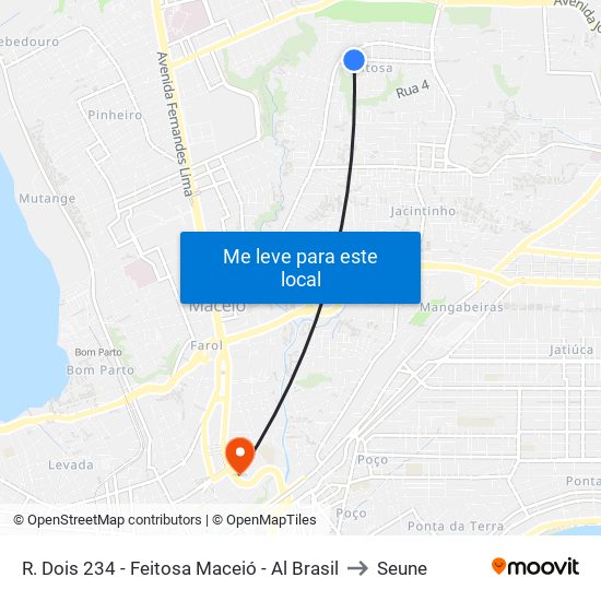 R. Dois 234 - Feitosa Maceió - Al Brasil to Seune map