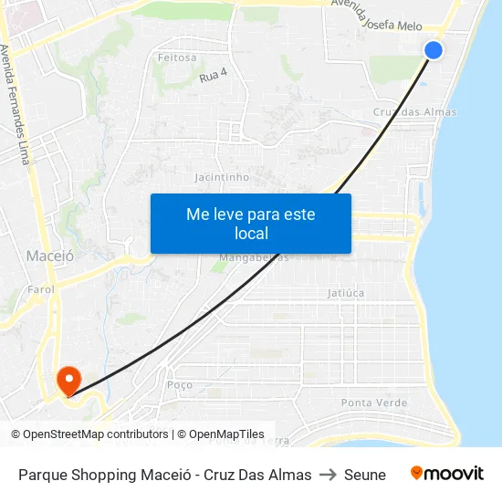 Parque Shopping Maceió - Cruz Das Almas to Seune map