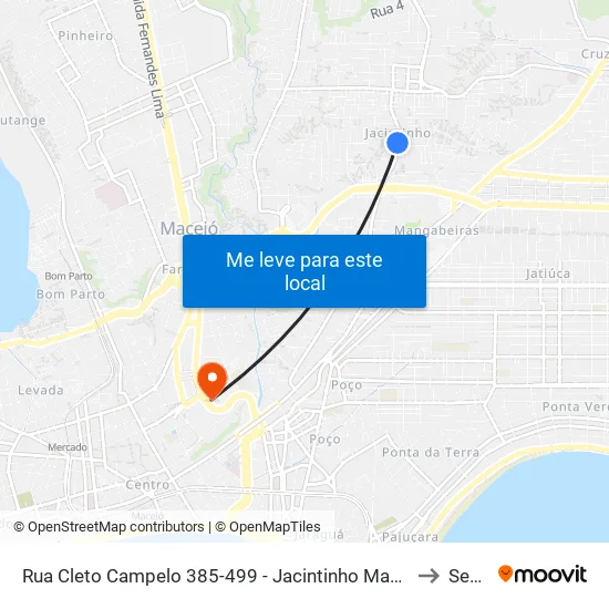 Rua Cleto Campelo 385-499 - Jacintinho Maceió - Al Brasil to Seune map