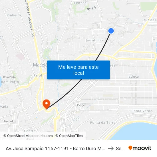 Av. Juca Sampaio 1157-1191 - Barro Duro Maceió - Al Brasil to Seune map