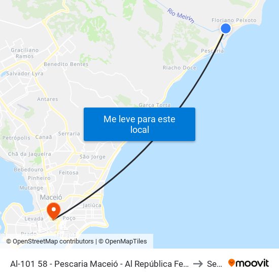 Al-101 58 - Pescaria Maceió - Al República Federativa Do Brasil to Seune map