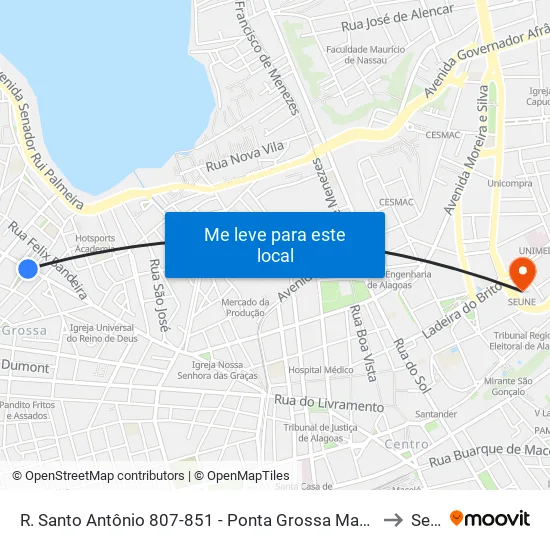 R. Santo Antônio 807-851 - Ponta Grossa Maceió - Al 57014-680 Brasil to Seune map