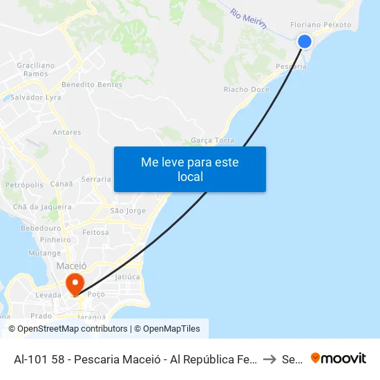 Al-101 58 - Pescaria Maceió - Al República Federativa Do Brasil to Seune map