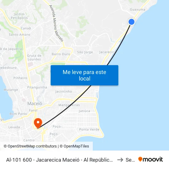 Al-101 600 - Jacarecica Maceió - Al República Federativa Do Brasil to Seune map