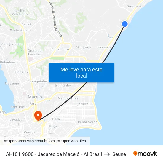 Al-101 9600 - Jacarecica Maceió - Al Brasil to Seune map