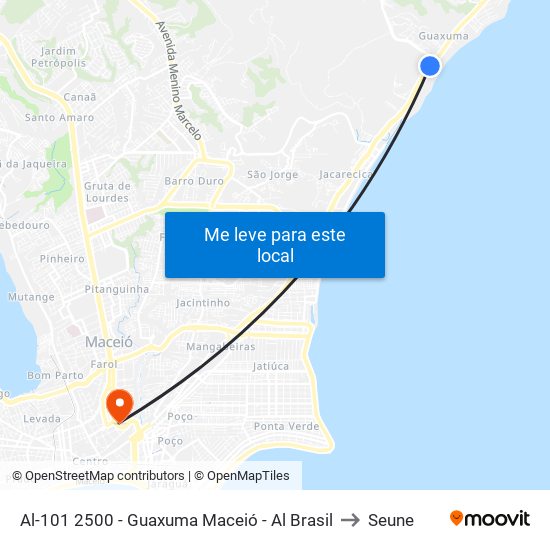 Al-101 2500 - Guaxuma Maceió - Al Brasil to Seune map