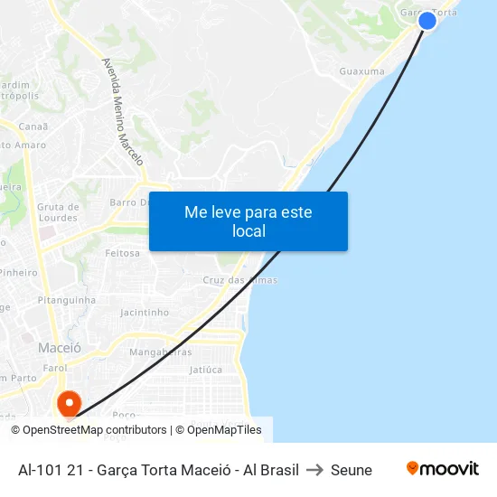 Al-101 21 - Garça Torta Maceió - Al Brasil to Seune map