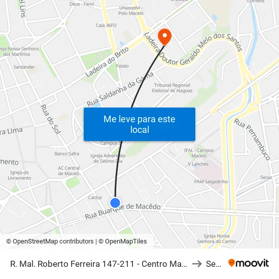 R. Mal. Roberto Ferreira 147-211 - Centro Maceió - Al Brasil to Seune map