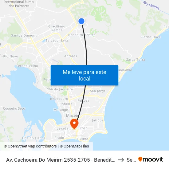 Av. Cachoeira Do Meirim 2535-2705 - Benedito Bentes Maceió - Al Brasil to Seune map