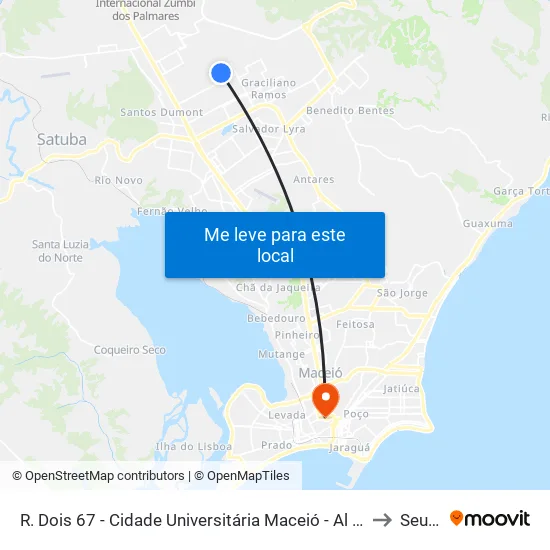 R. Dois 67 - Cidade Universitária Maceió - Al Brasil to Seune map