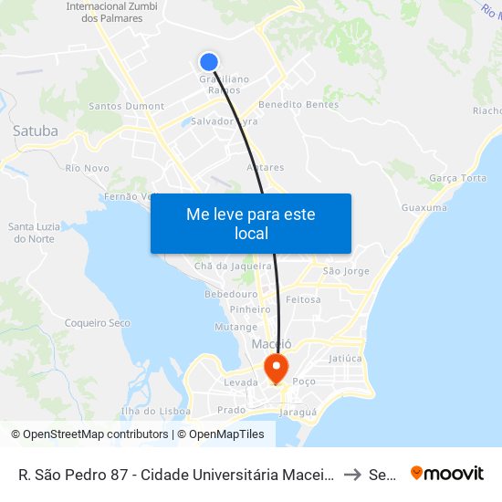 R. São Pedro 87 - Cidade Universitária Maceió - Al Brasil to Seune map