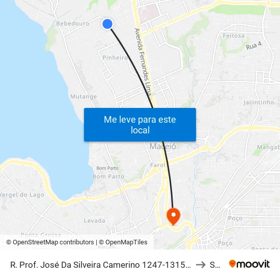 R. Prof. José Da Silveira Camerino 1247-1315 - Pinheiro Maceió - Al Brasil to Seune map