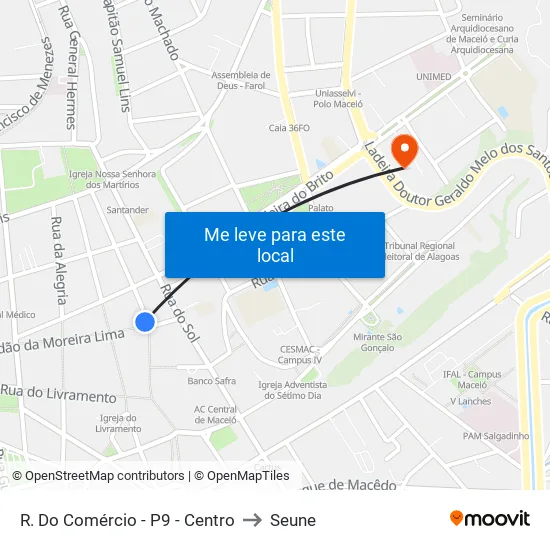 R. Do Comércio - P9 - Centro to Seune map