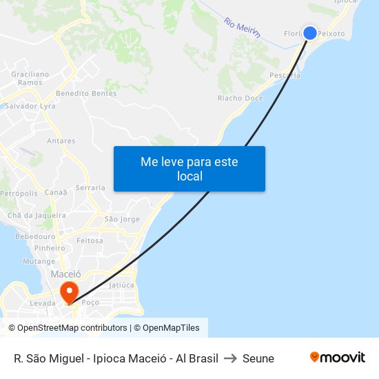 R. São Miguel - Ipioca Maceió - Al Brasil to Seune map