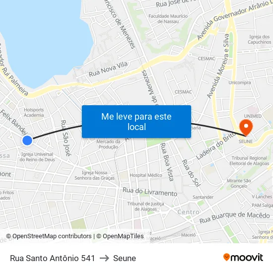 Rua Santo Antônio 541 to Seune map