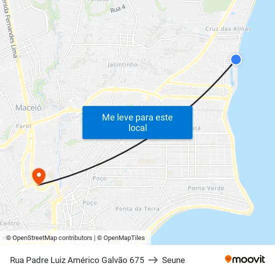 Rua Padre Luiz Américo Galvão 675 to Seune map